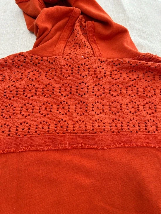 Daily Practice by Anthropologie Robyn Crocheted Hoodie Women's 3X Orange - Picture 11 of 15